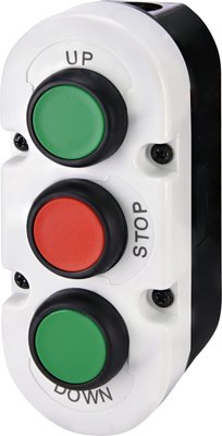 Кнопковий пост 3-модул. ESE3-V7 ("UP/STOP/DOWN", зелений/червоний/зелений, корп. сіро-чорний) 4771445 фото