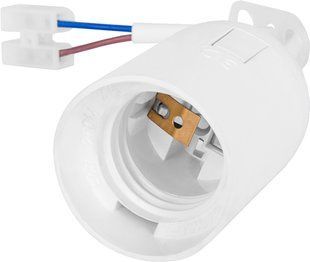Патрон пласт. подвесной e.lamp socket pendant..E27.pl.white, Е27, с кабелем 15см и клеммной колодкой s9100057 фото