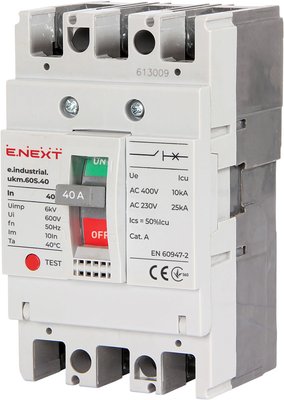 Шафовий автоматичний вимикач e.industrial.ukm.60S.40, 3р, 40А i0010002 фото