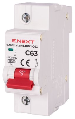 Модульний автоматичний вимикач e.mcb.stand.100.1.C63, 1р, 63А, C, 10кА s002204 фото