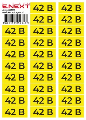 Самоклеящаяся наклейка "42В" e.sticker.voltage.42.2 (90х38мм) 26 шт/лист s053315 фото