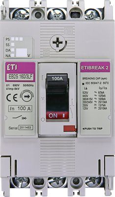 Авт. вимикач EB2S 160/3LF 100A (16kA, фікс./фікс.) 3P 4671809 фото