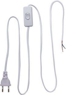 Шнур с вилкой и переключателем e.wire. switch/plug. white, белый, 2Х0,75, 1,5М l020003 фото