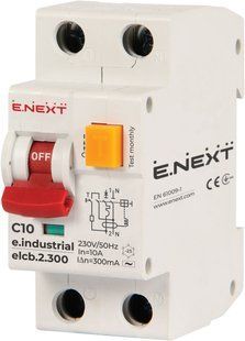 Вимикач диференційного струму (дифавтомат) e.industrial.elcb.2.C10.300, 2р, 10А, С, 300мА i0230008 фото