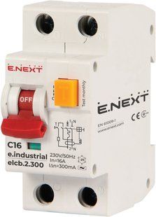 Вимикач диференційного струму (дифавтомат) e.industrial.elcb.2.C16.300, 2р, 16А, С, 300мА i0230009 фото