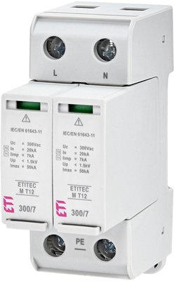 Ограничитель перенапряжения ETITEC M T12 300/7 (2+0, 2p, TNC-S) 2440502 фото