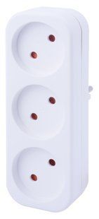 Трійник побутовий e.socket.003.10.2, 3 гнізда, 2P, 10А, без заземлення s9100053 фото
