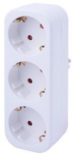 Трійник побутовий e.socket.003.16.3, 3 гнізда, 2P+PE, 16А, з заземленням s9100055 фото