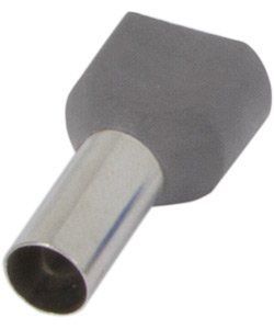 Ізольований наконечник e.terminal.stand.te.2.2.5.grey (TE2513 grey) 2x2,5 кв.мм, сірий, 100шт s4037008 фото