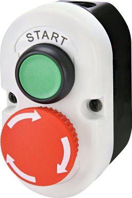 Кнопковий пост 2-модул. ESE2-V5 ("START/STOP" гриб.типа, відкл. поворотом, зелений/червоний, корп. с 4771443 фото